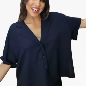 Camisa oversize abotonada Azul