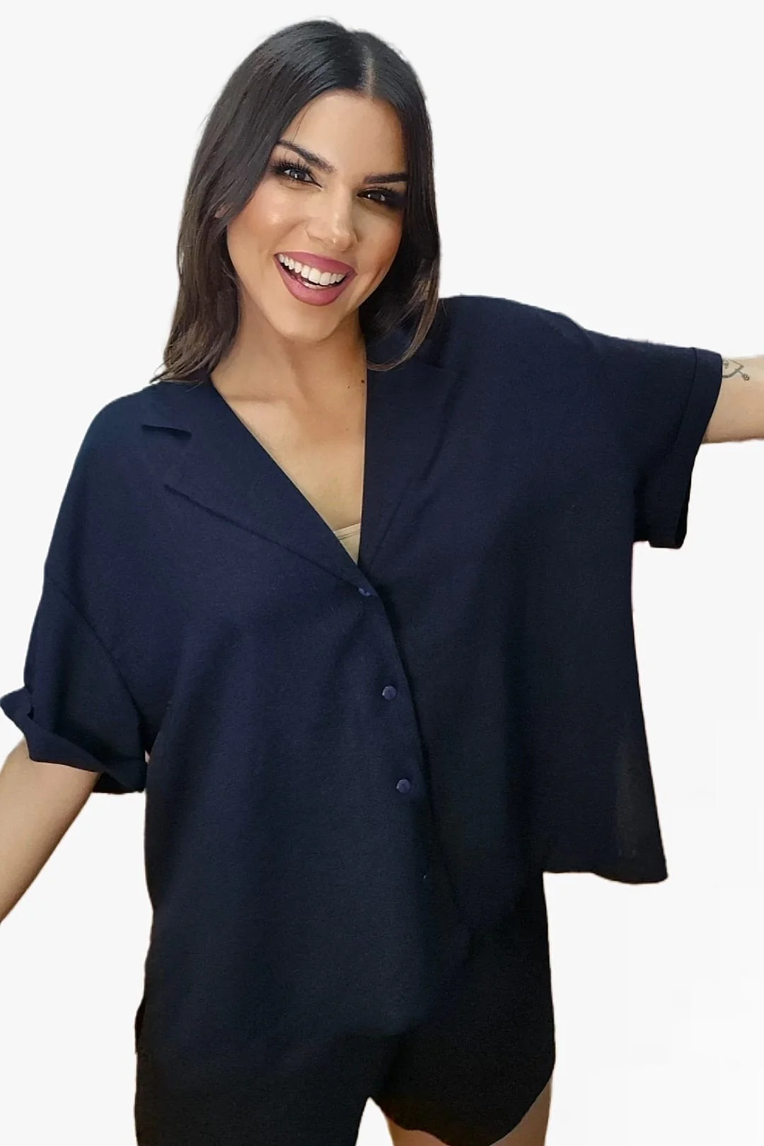 Camisa oversize abotonada Azul