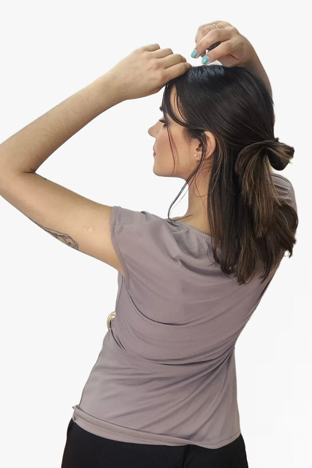 Camiseta Cruzada Broche Beige - Imagen 3