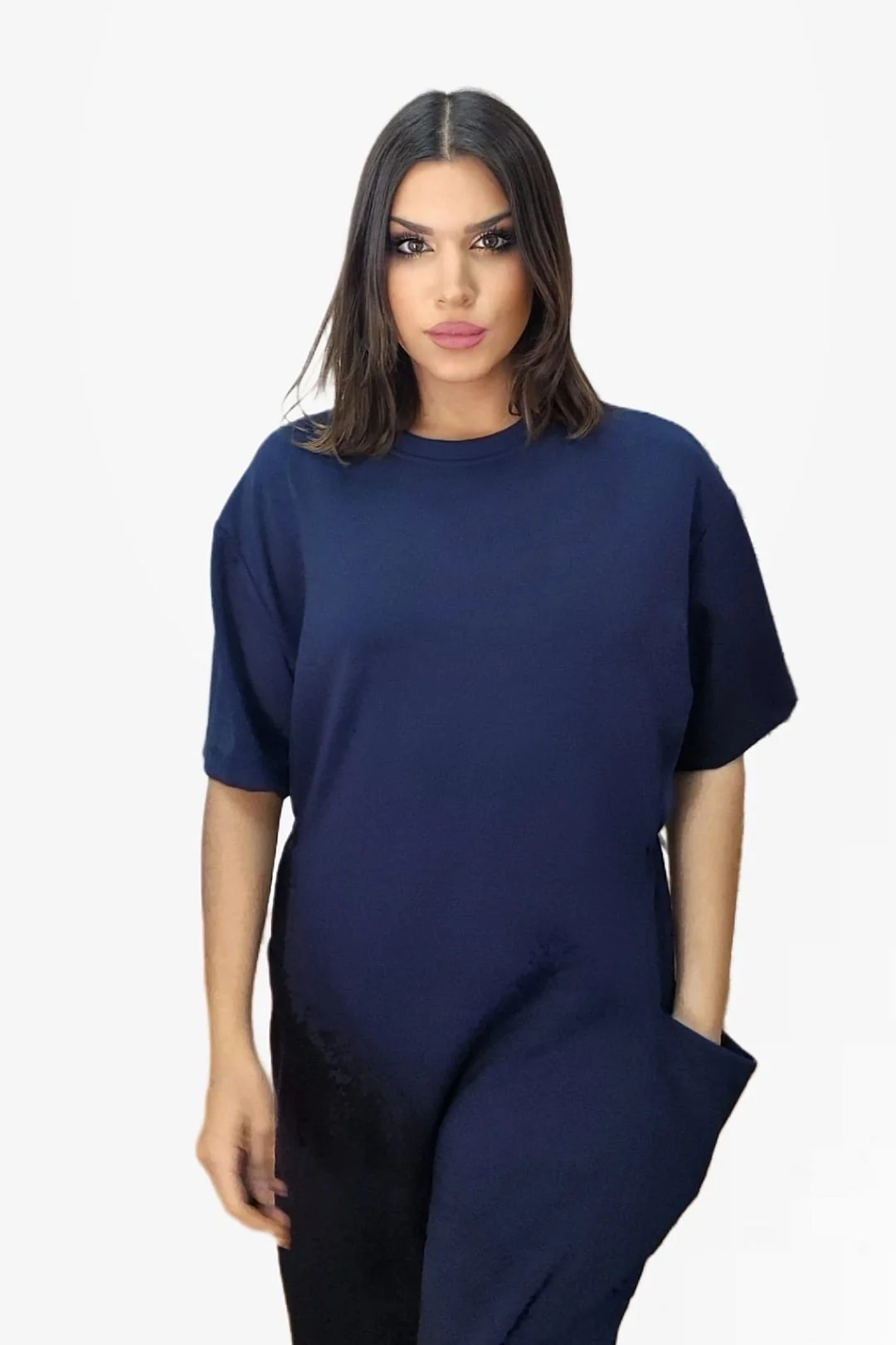 Vestido Bolsillos Engomado Azul - Imagen 5