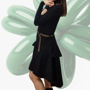 Falda Diagonal Volantes Negra