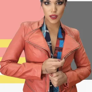 Biker Cremalleras Solapas Naranja