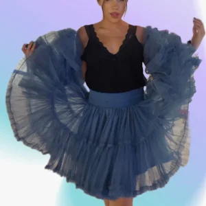 Minifalda tul azul jeans