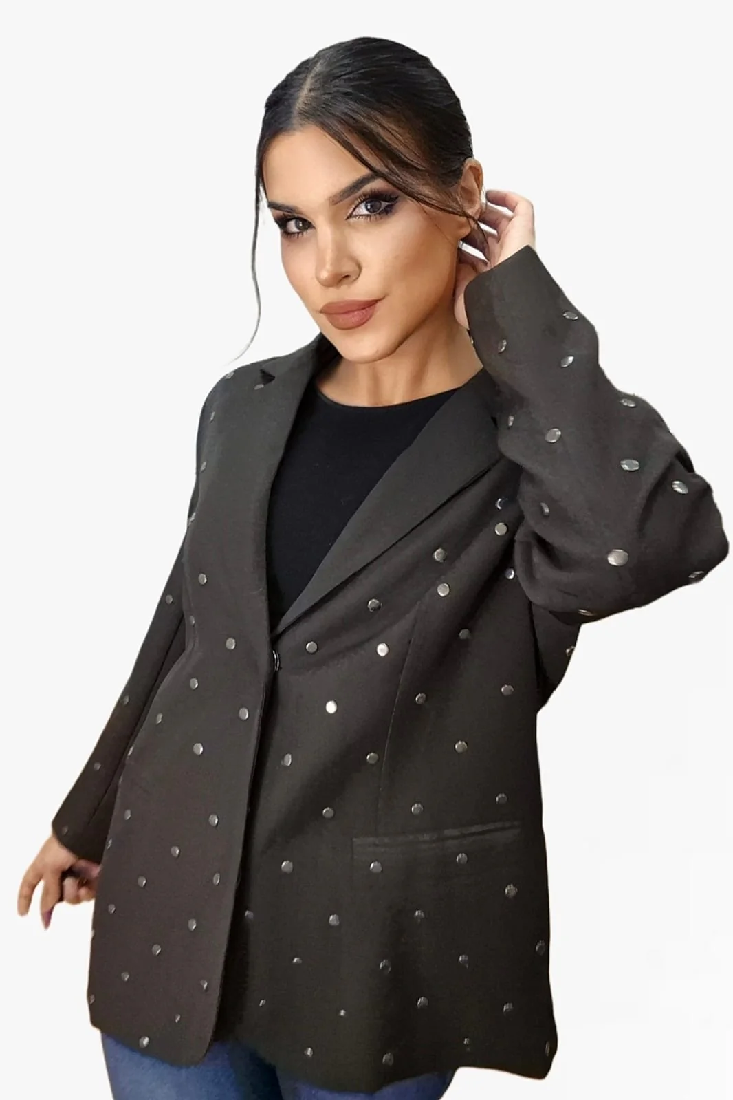 Blazer Solapas Tachuelas Marrón - Imagen 6