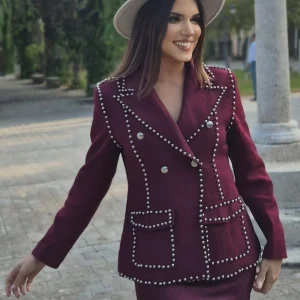 Blazer Cruzada Metalics Burdeos