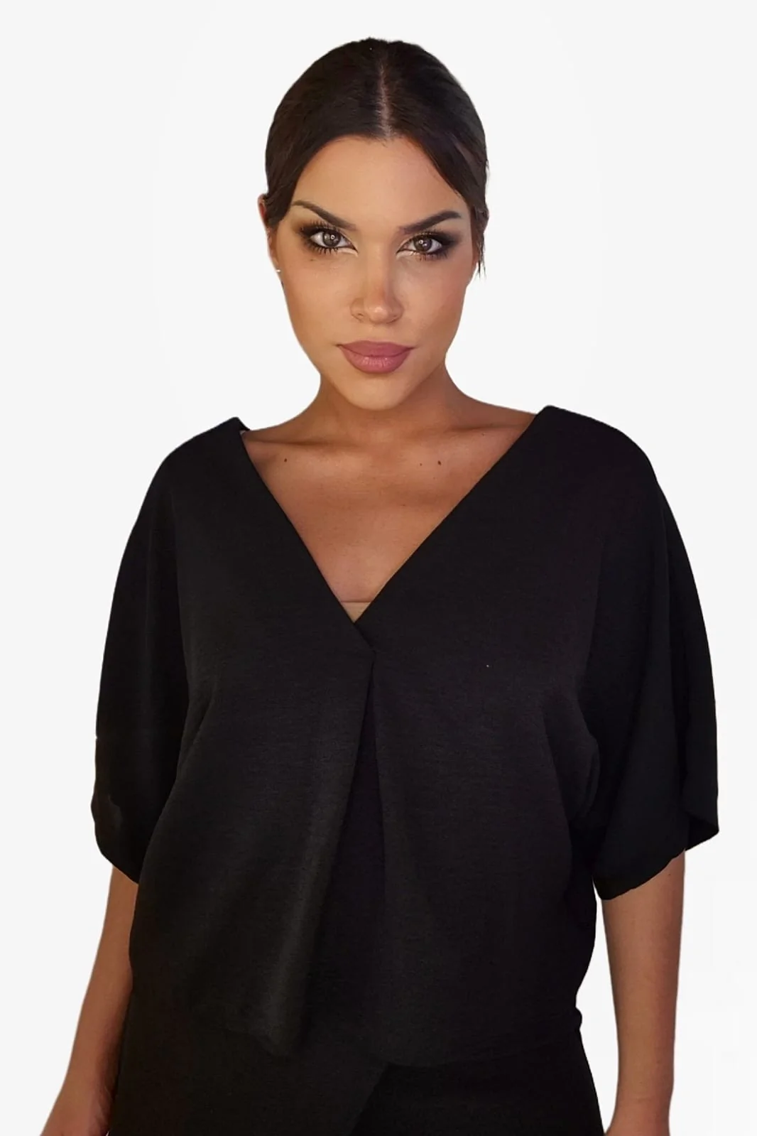 Camisa Escote Fluida Negra