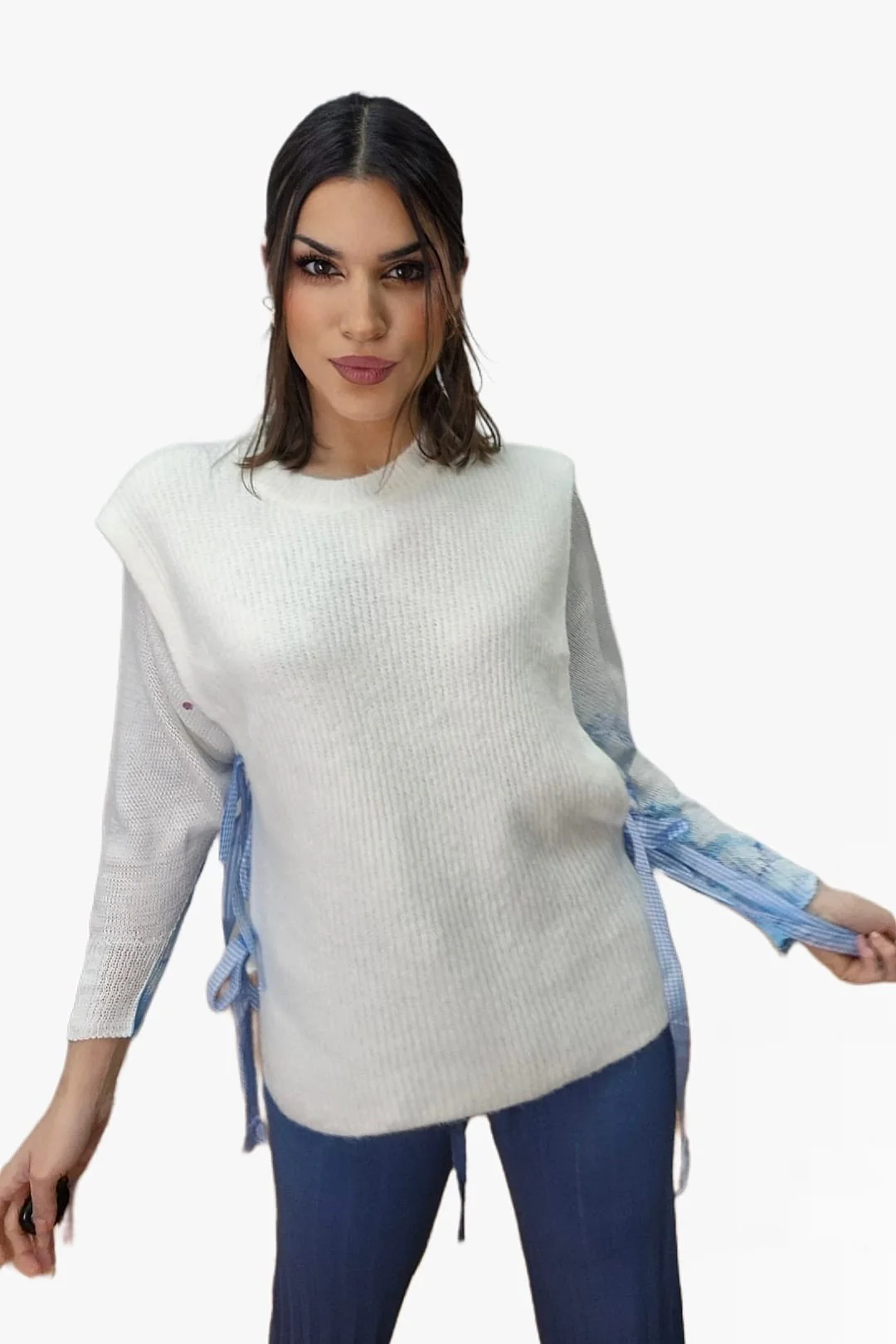 Camiseta Hombreras Lazo Lateral Blanca