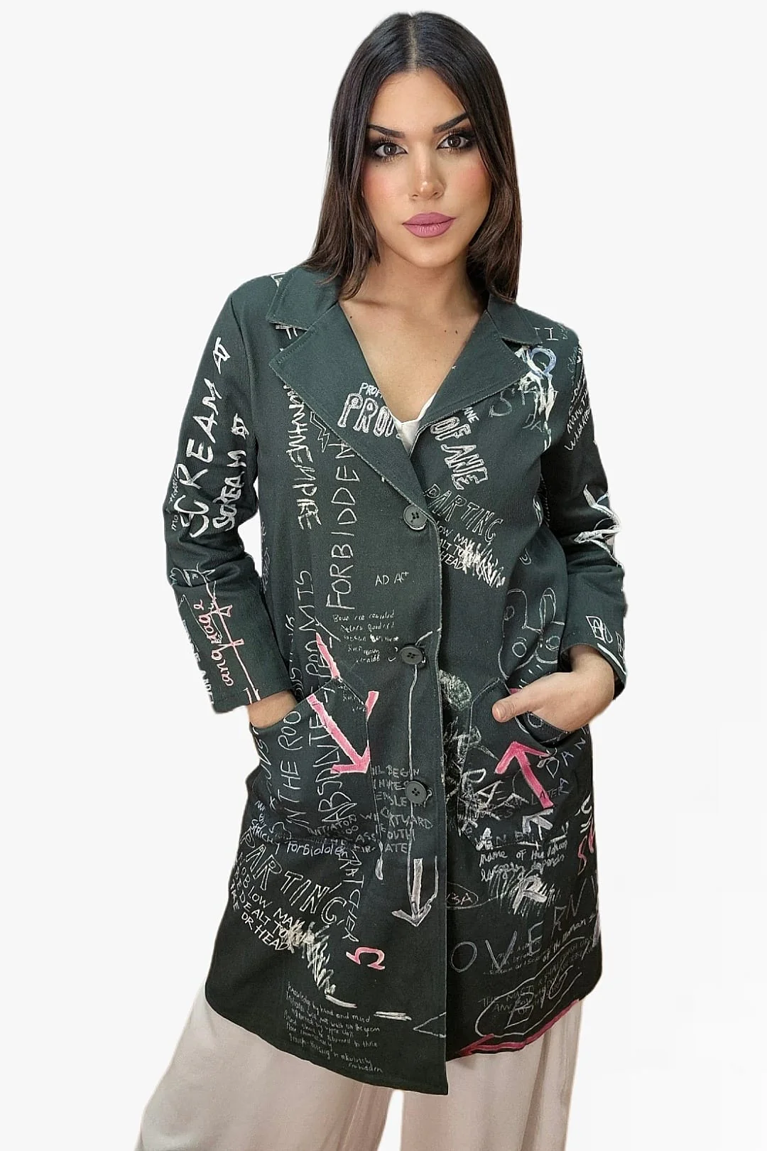 Abrigo Gabardina Dibujos Verde - Imagen 6