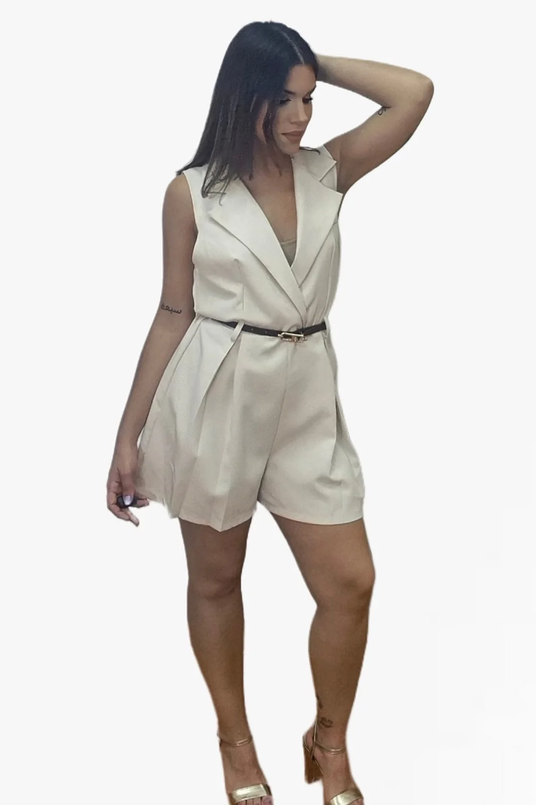 Mono Solapa Cruzada Beige - Imagen 3