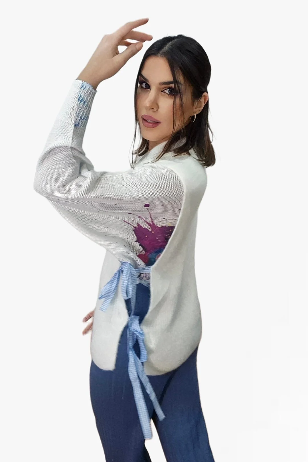 Camiseta Hombreras Lazo Lateral Blanca - Imagen 3