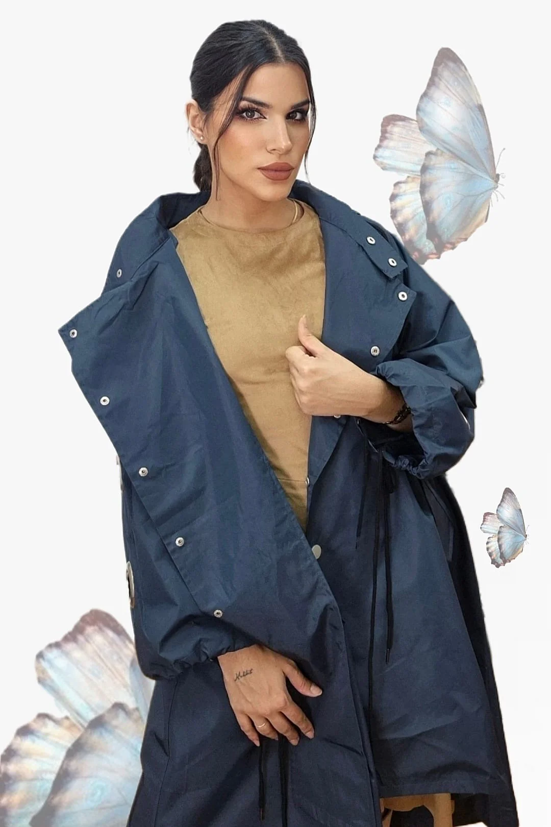 Gabardina Argollas Azul Marino