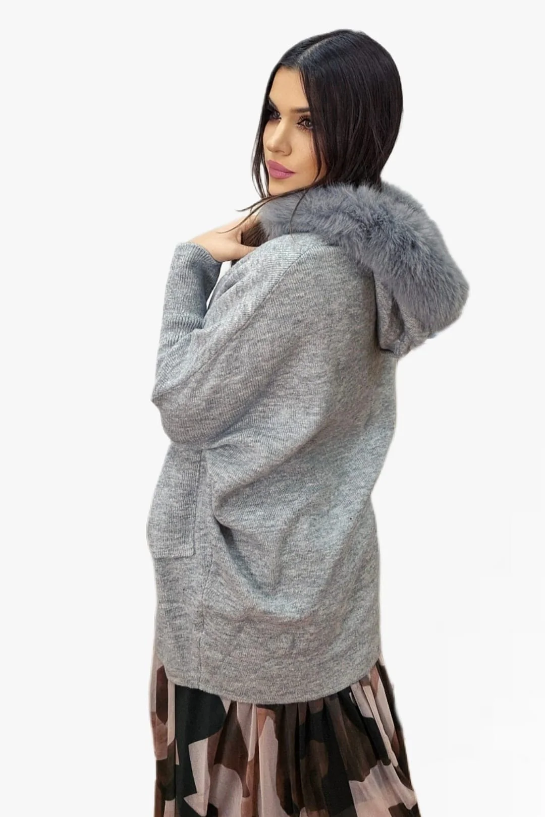 Jersey Capucha Pelo Gris - Imagen 3