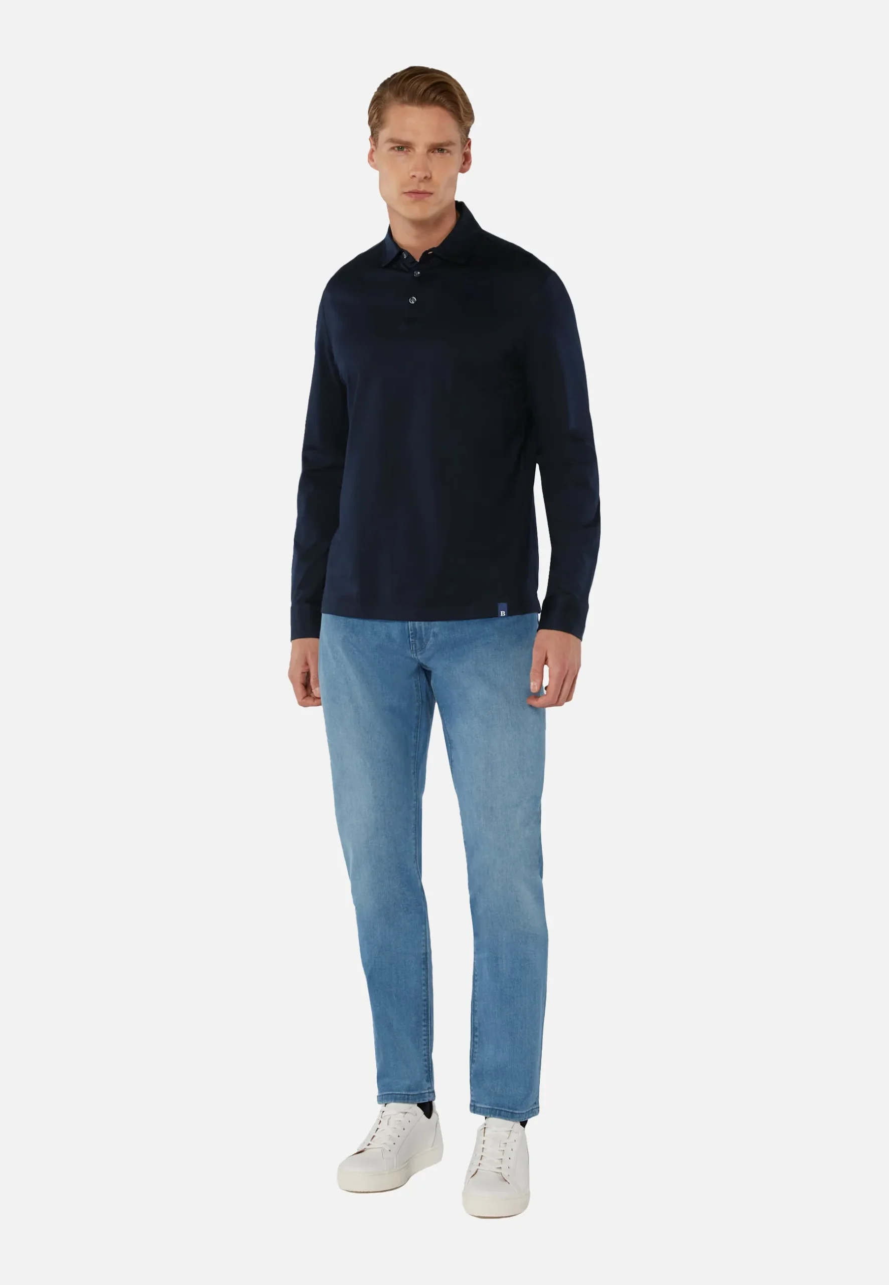 Camiseta Polo Boggi Azul en Algodón - Imagen 3