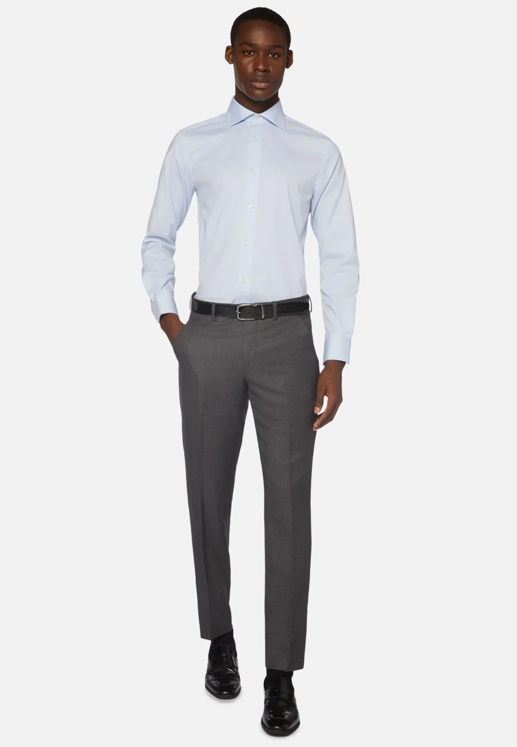 Camisa Boggi Azul en Algodón y Elastano - Imagen 3