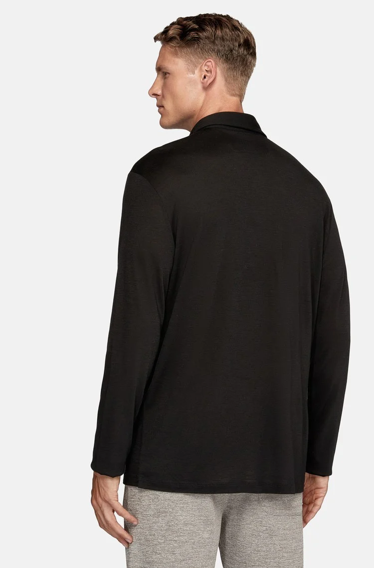 Camiseta Polo Manga Larga Color Negro B. - Imagen 3