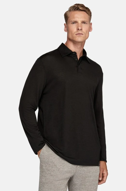 Camiseta Polo Manga Larga Color Negro B.