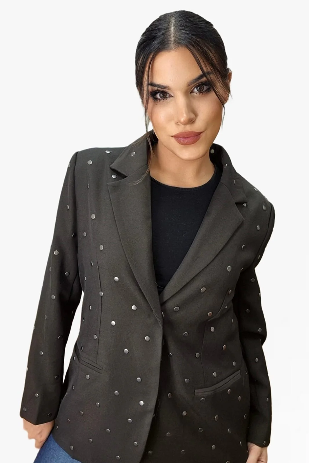 Blazer Solapas Tachuelas Marrón - Imagen 4