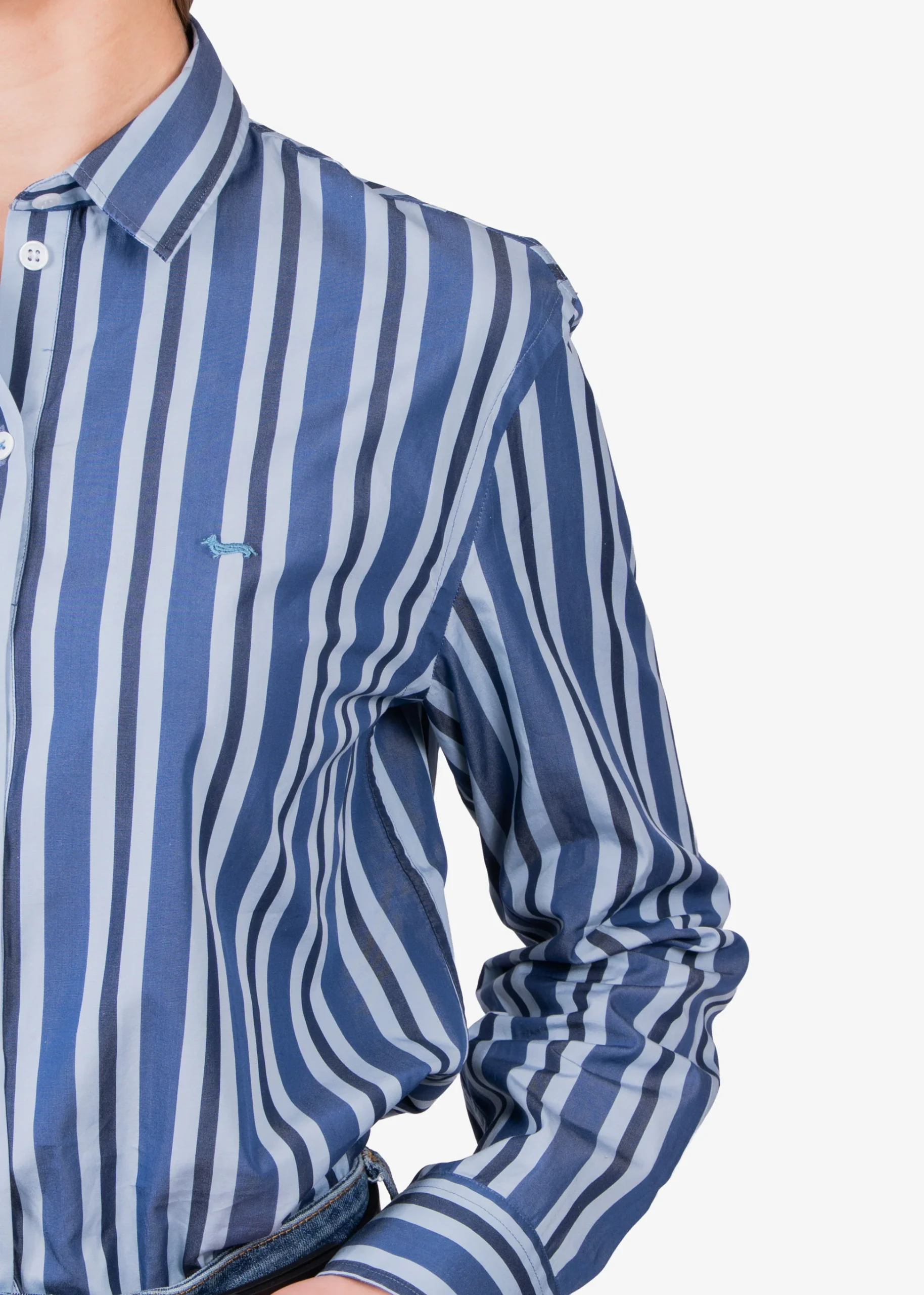 Blusa Dama Azul Rayas Algodón H&B - Imagen 4