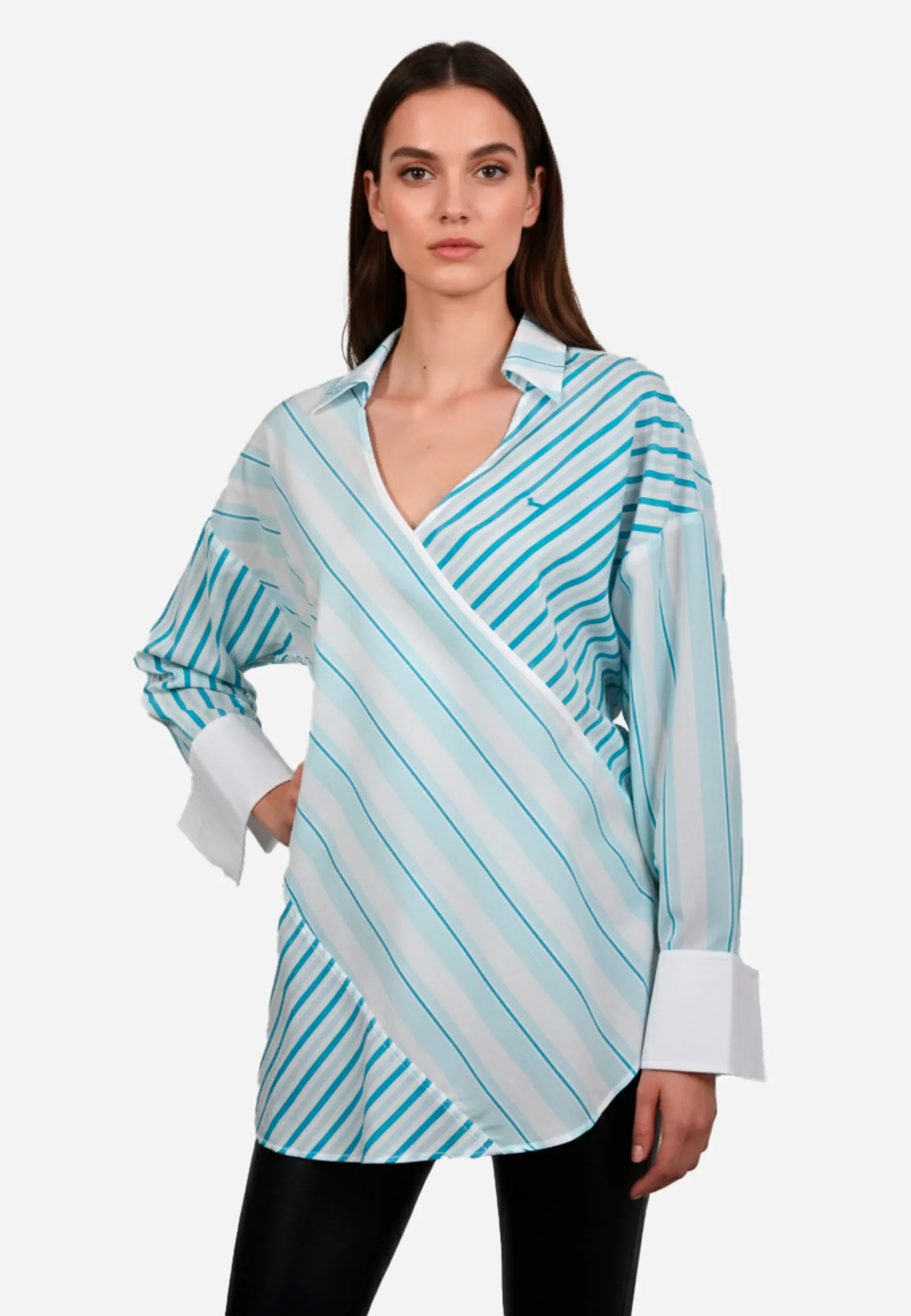 Camisa Dama Rayas Azul H&B