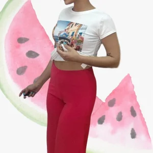 Pantalon Punto Fluido Rojo