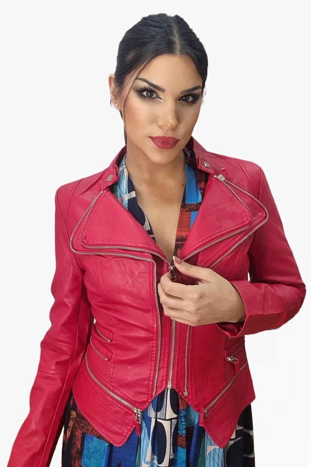 Biker Cremalleras Solapas Roja - Imagen 7