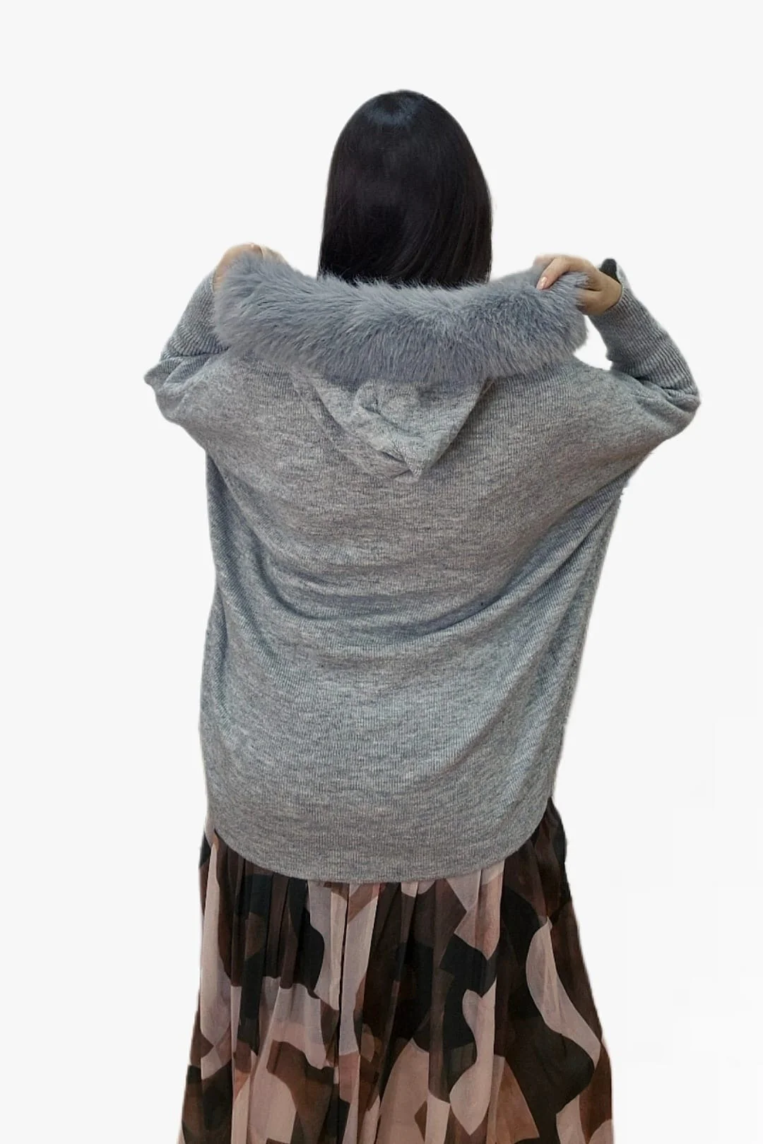 Jersey Capucha Pelo Gris - Imagen 5