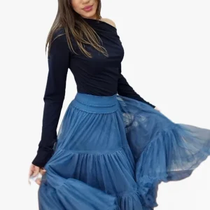 Falda tul azul jeans