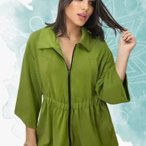 Chaqueta Punto Cremalleras Verde