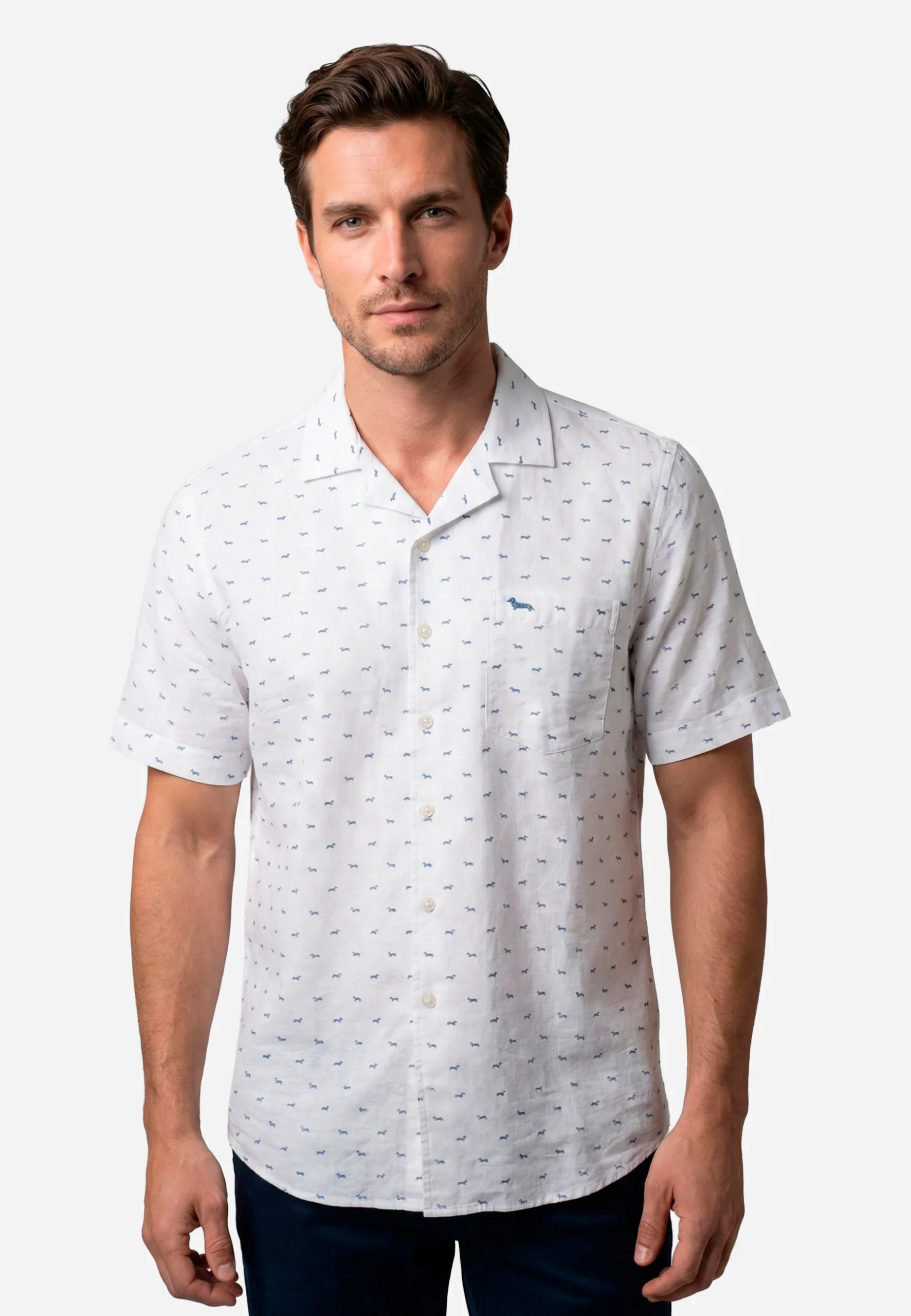 Camisa Blanca/Azul Logo H&B