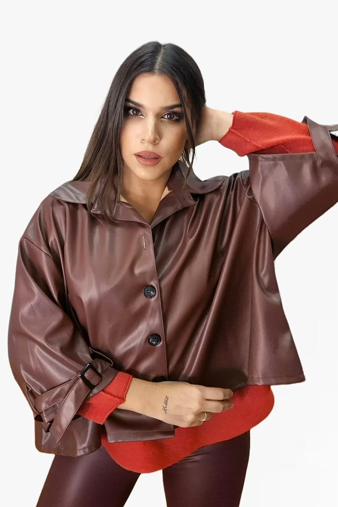 Camisola Polipiel Marrón - Imagen 4