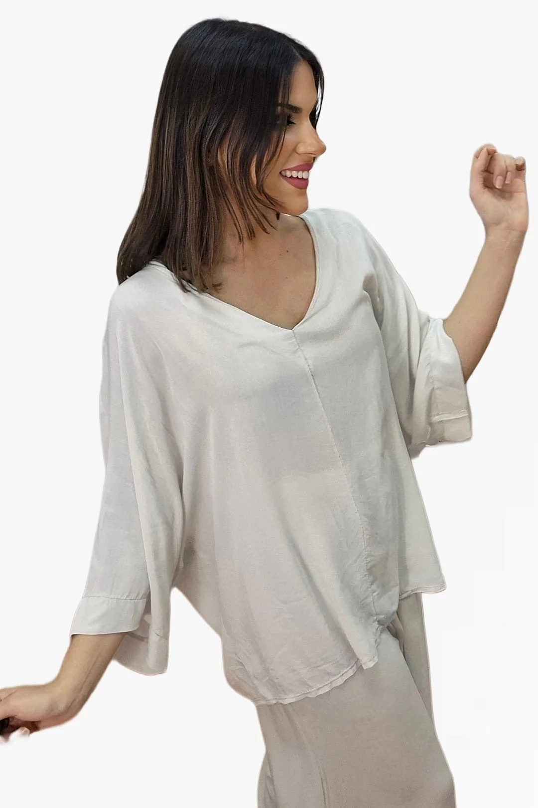 Bluson FLuido Oversize Beige - Imagen 7