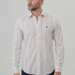 Camisa Sport Blanca Rayas Rojas H&B