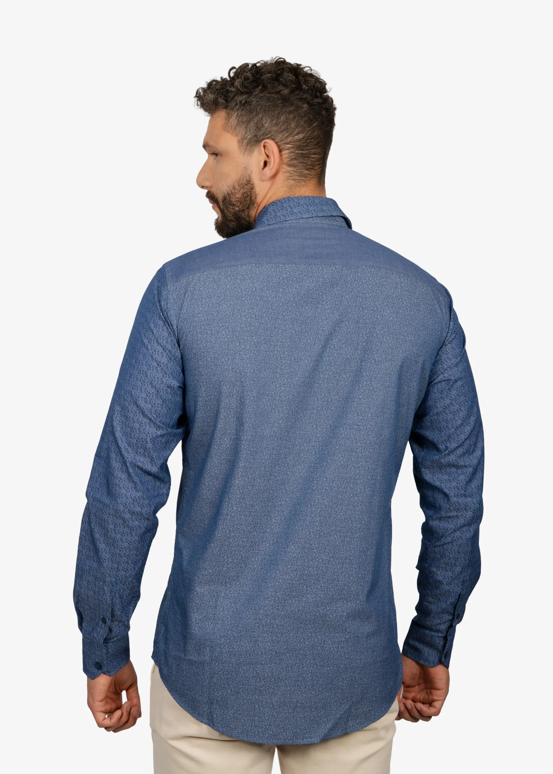 Camisa Sport Azul Micro Motivo All-Over H&B - Imagen 3