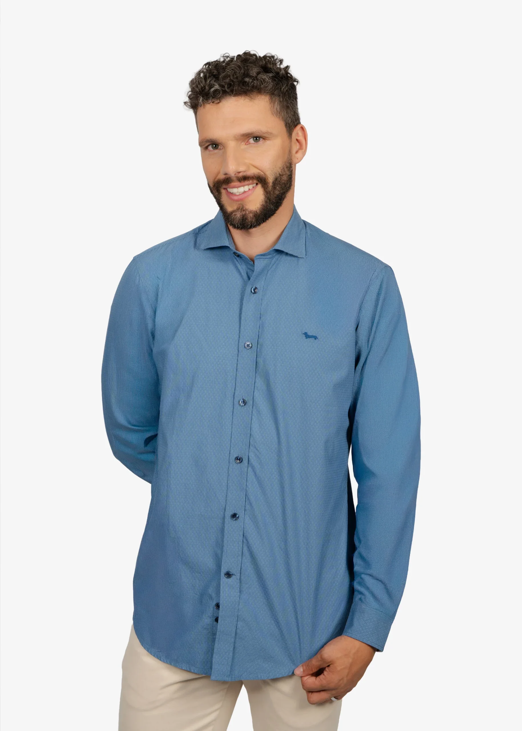 Camisa Sport Azul Micro Motivo H&B