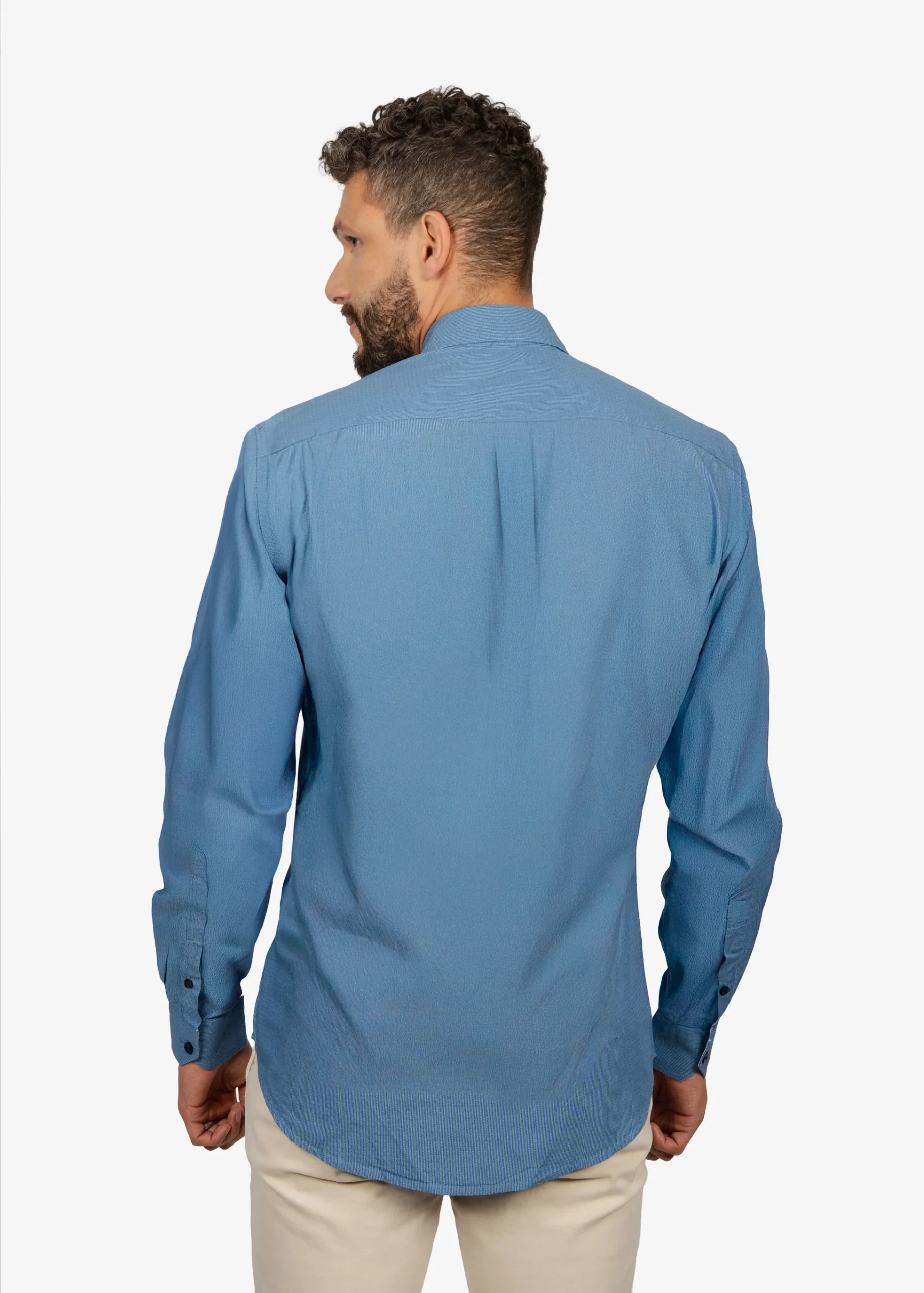 Camisa Sport Azul Micro Motivo H&B - Imagen 3