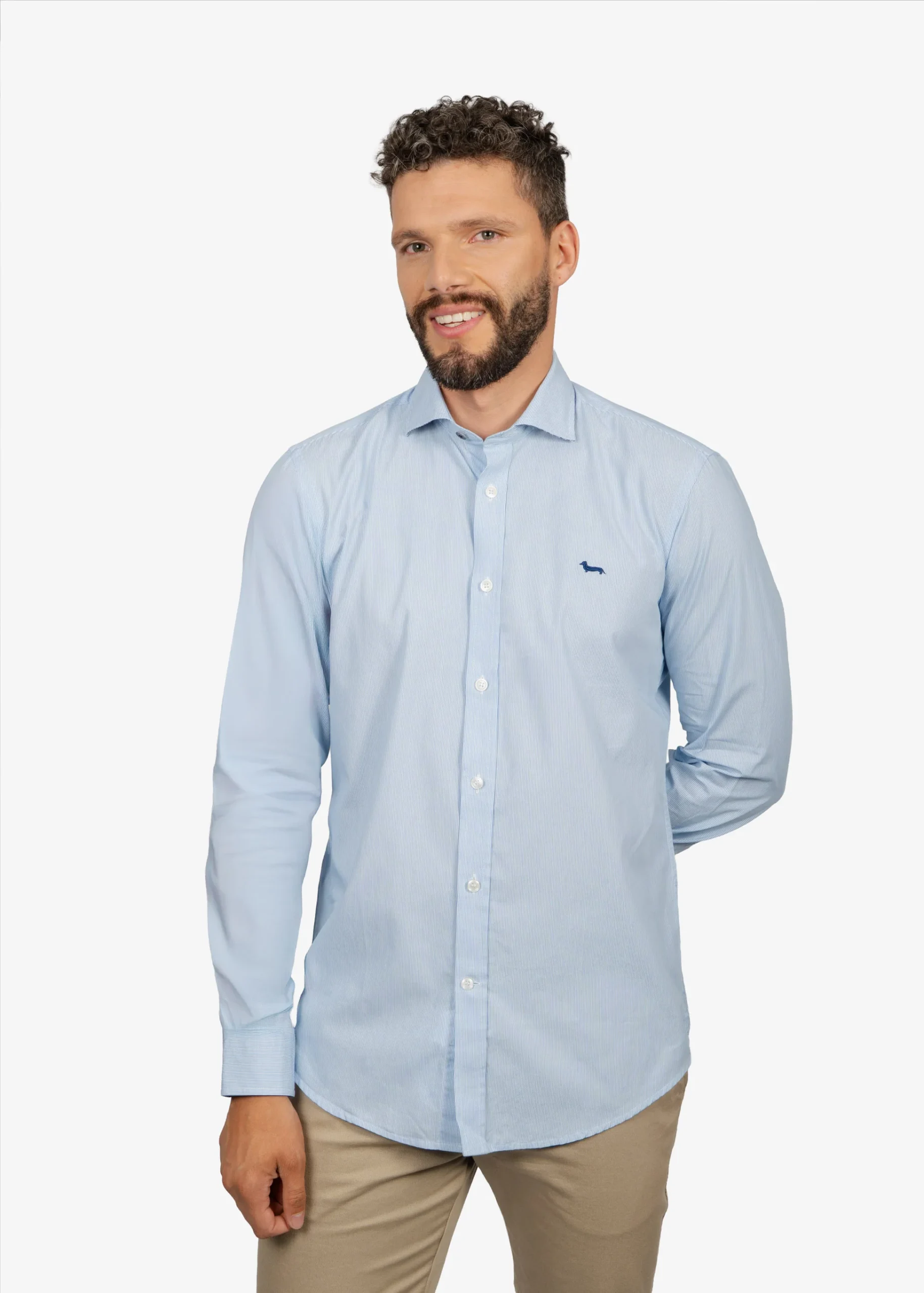 Camisa Sport Azul Claro con Rayas H&B