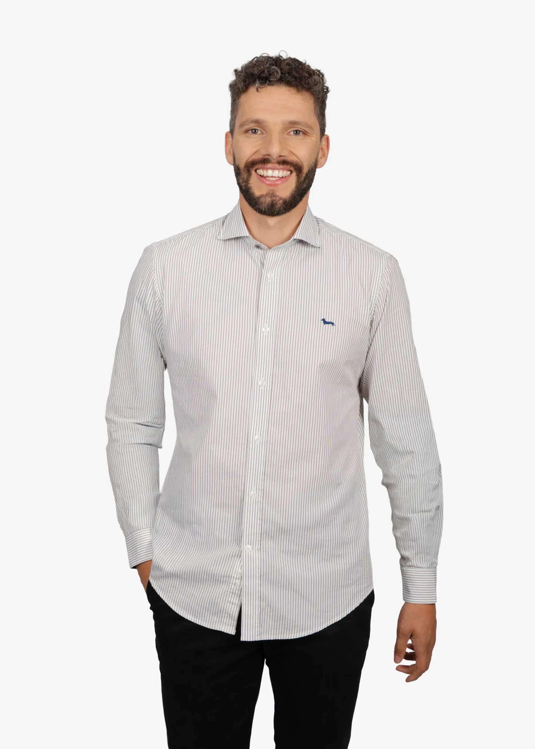 Camisa Sport con Microrayas Color Café H&B