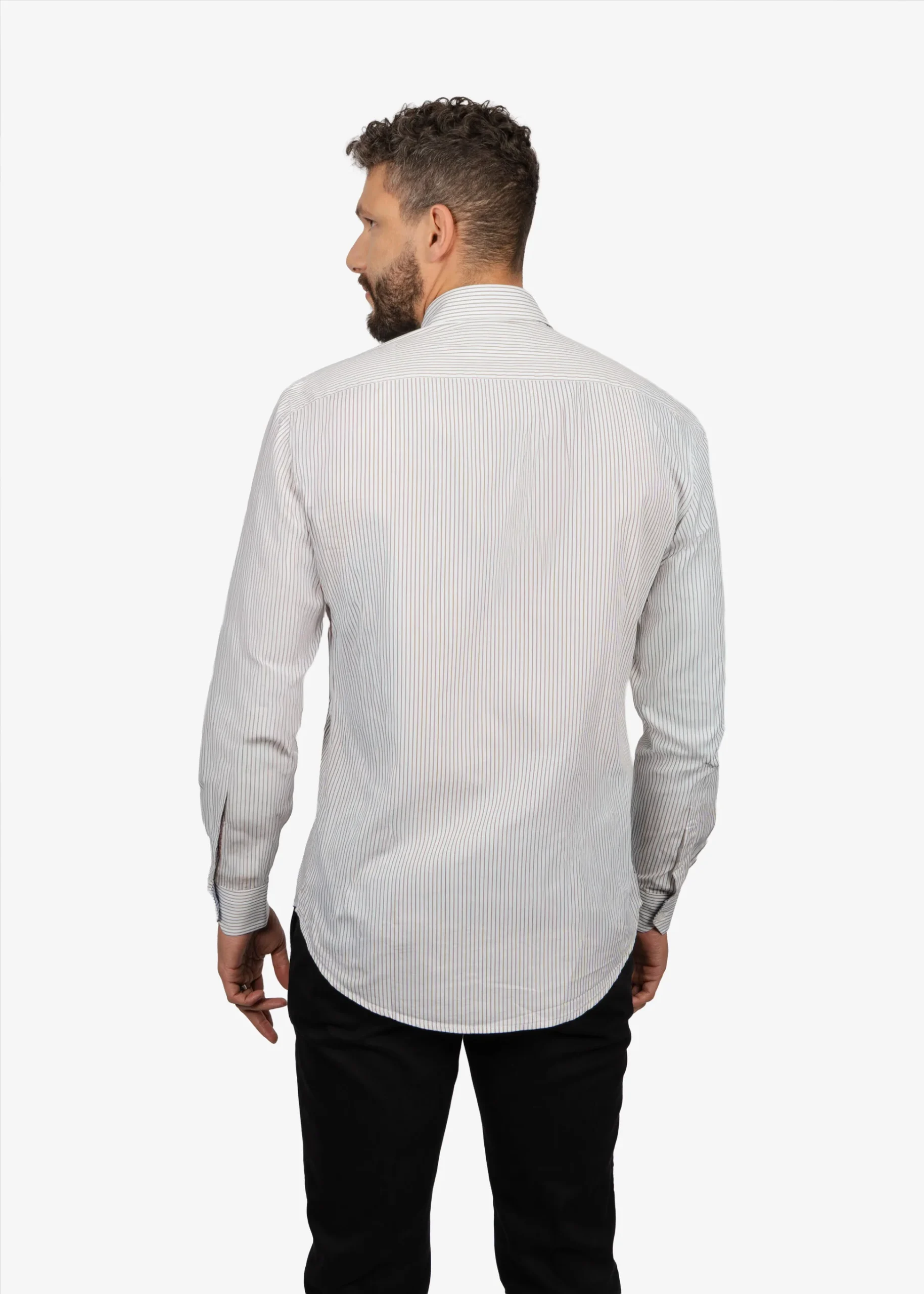 Camisa Sport con Microrayas Color Café H&B - Imagen 3