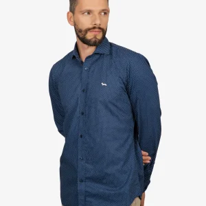 Camisa Sport Azul Marino Micro Motivo All-Over H&B