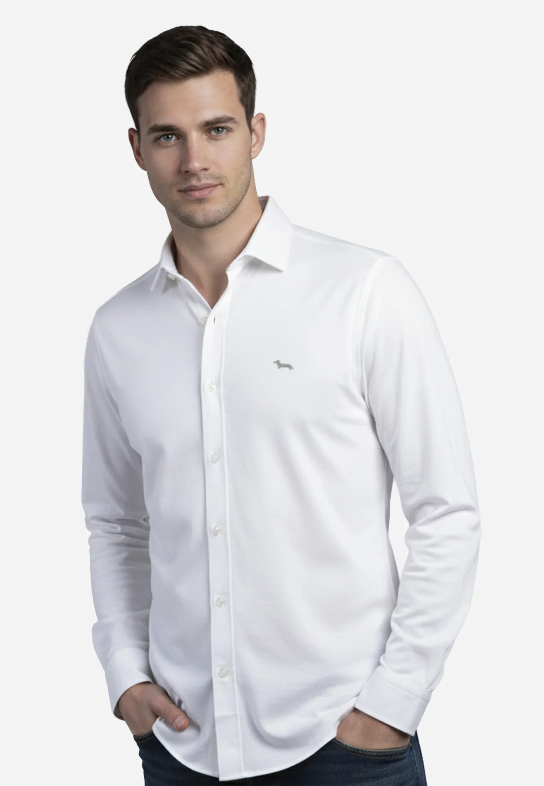 Camisa Clásica Blanca Hombre Logo H&B