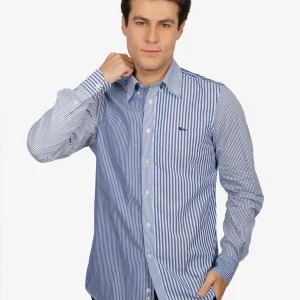 Camisa Sport  Blanca Rayas Azules H&B
