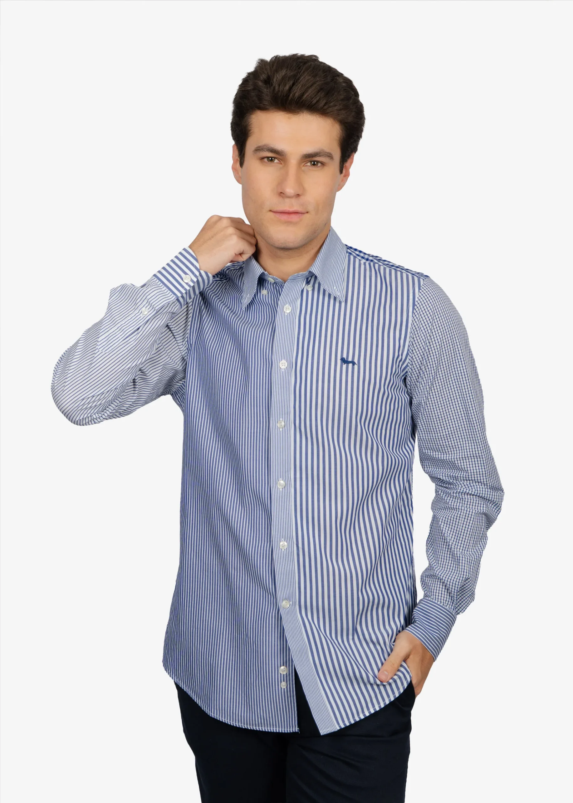 Camisa Sport Blanca Rayas Azules H&B