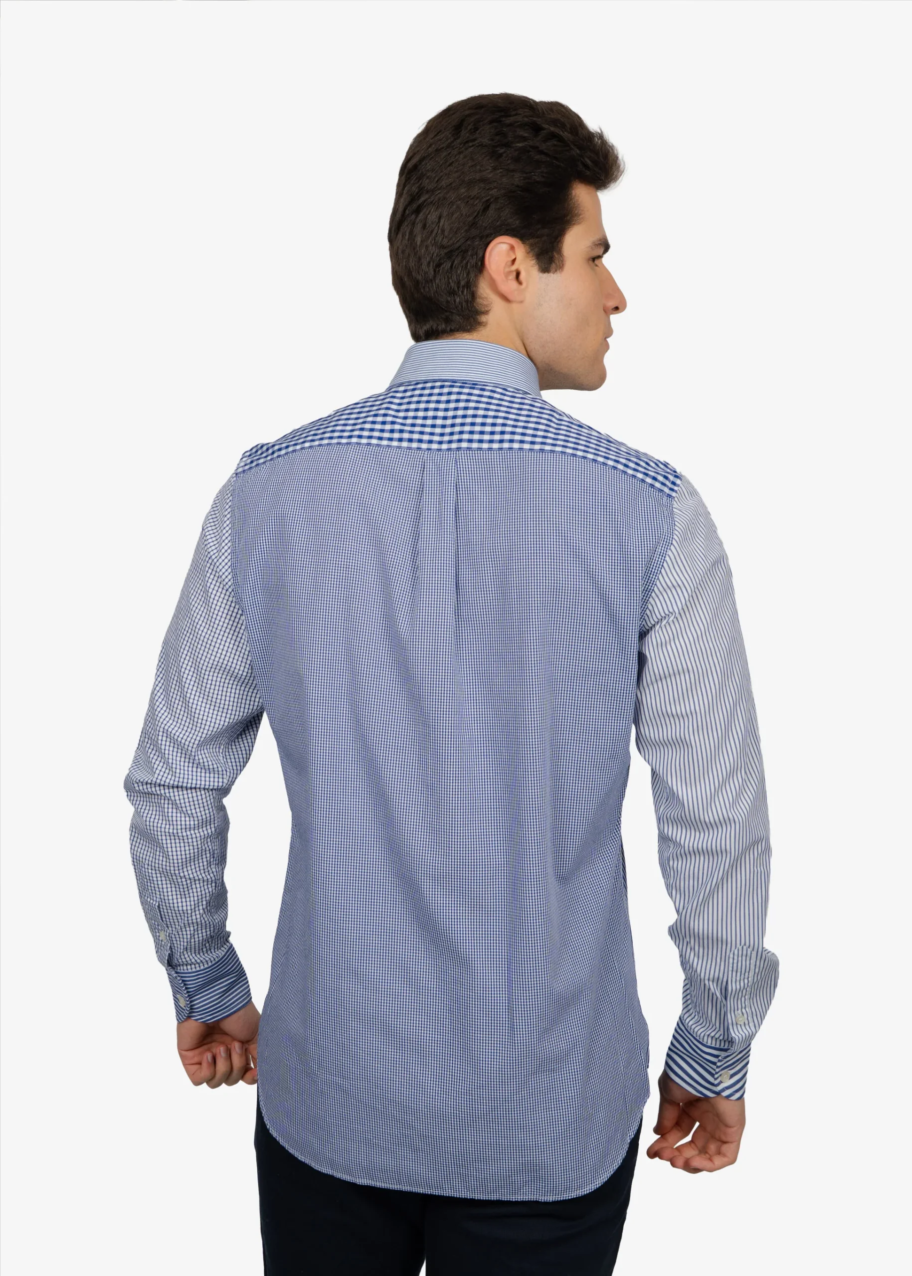 Camisa Sport Blanca Rayas Azules H&B - Imagen 3