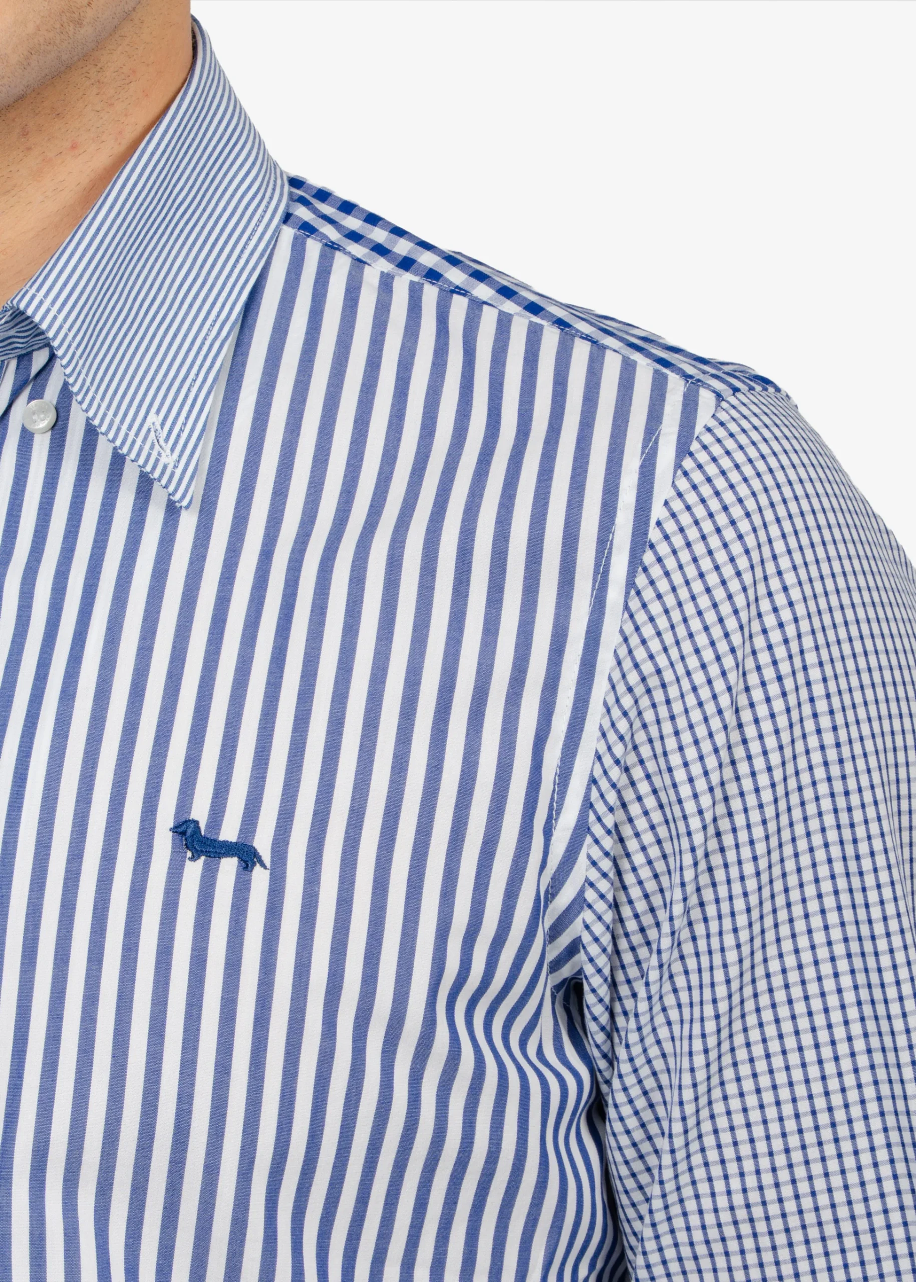 Camisa Sport Blanca Rayas Azules H&B - Imagen 4