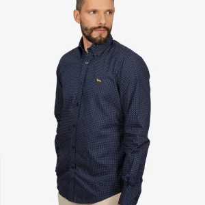 Camisa Sport Azul Oscuro Micro Motivo All-Over H&B
