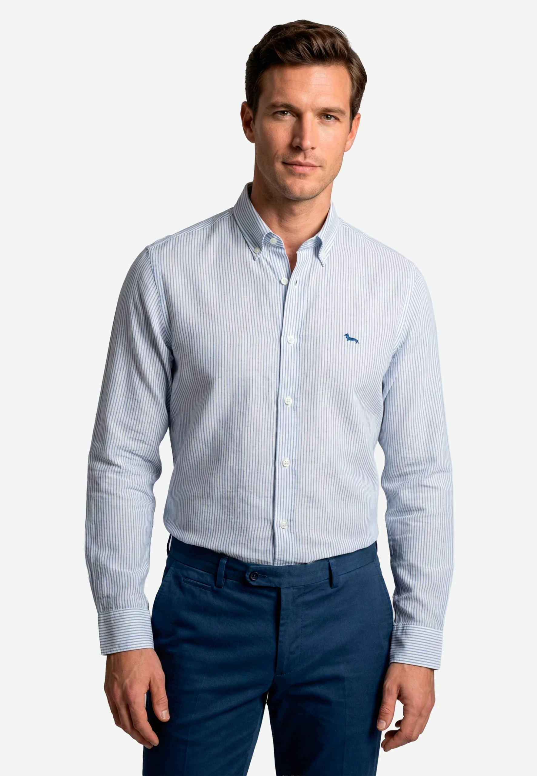 Camisa Rayas Verticales Azul H&B