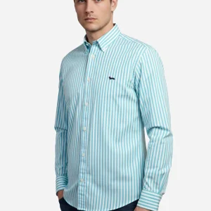 Camisa Estampada Rayas Verde Menta H&B
