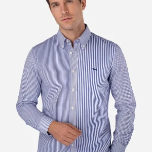 Camisa Rayas Verticales Azul H&B
