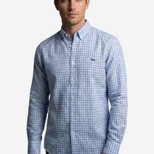 Camisa Clásica Cuadros Azul H&B