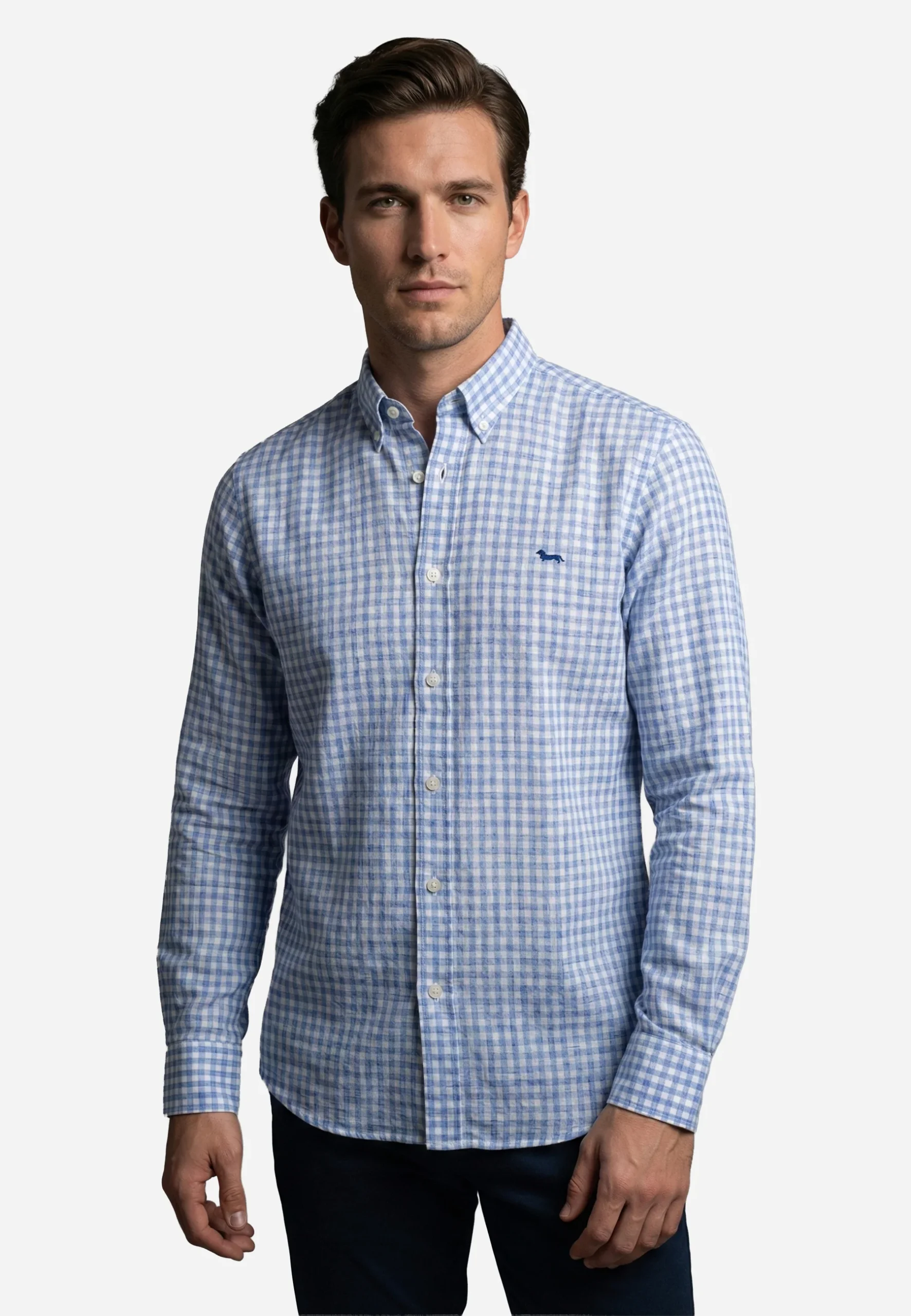 Camisa Clásica Cuadros Azul H&B